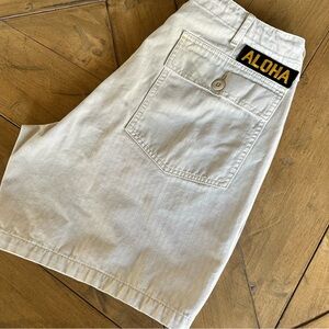 Birdwell Aloha Patch Flat Front Shorts in Light Beige